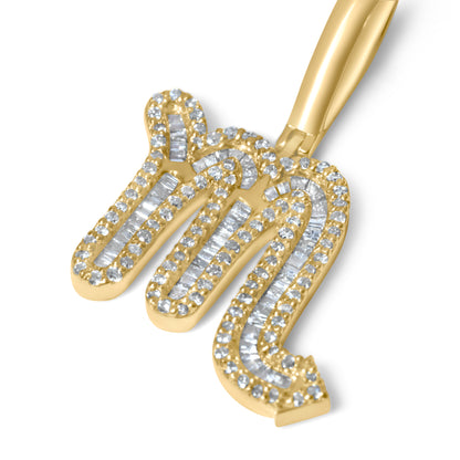 10k Yellow Gold Diamond Baguette Scorpio Pendant 0.55 CTW