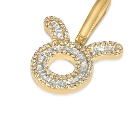 10k Yellow Gold Diamond Baguette Taurus Pendant 0.47 CTW