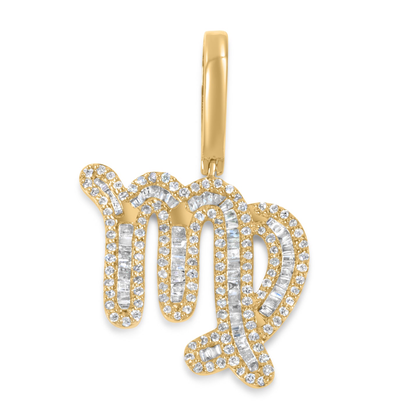 10k Yellow Gold Diamond Baguette Virgo Pendant 0.52 CTW