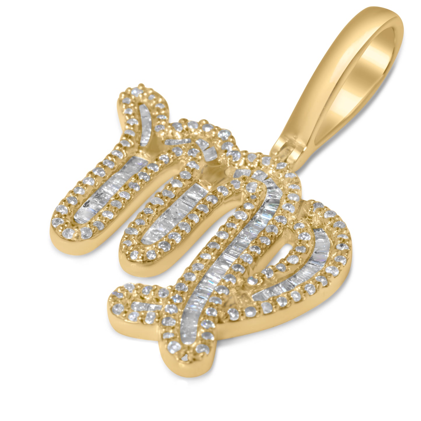 10k Yellow Gold Diamond Baguette Virgo Pendant 0.52 CTW