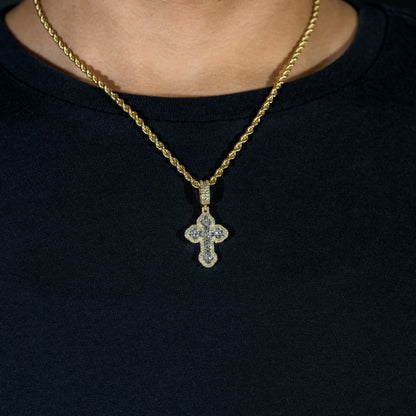 10k Yellow Gold Diamond Baguette Cross Pendant 0.88 ctw