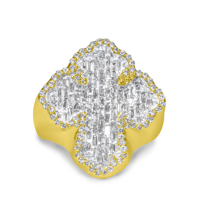 10k Yellow Gold Diamond Baguette Cross Ring 1.82 ctw