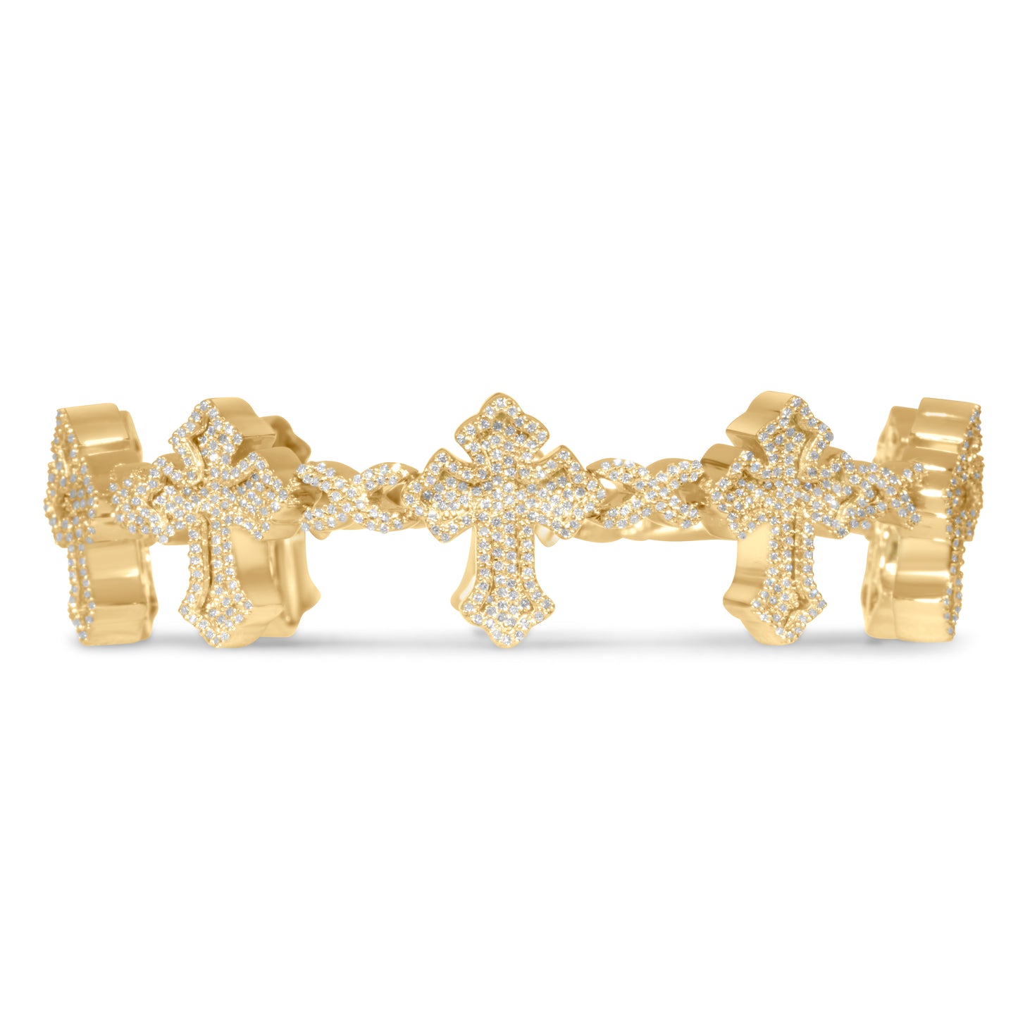 10k Yellow Gold Diamond Cross Bracelet 2.87 ctw