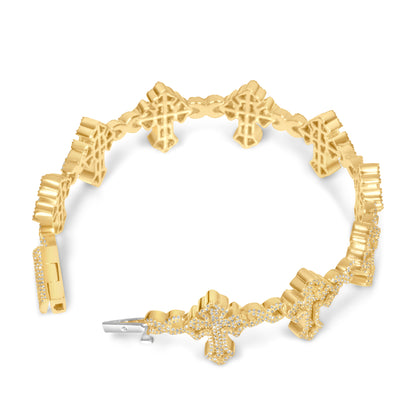 10k Yellow Gold Diamond Cross Bracelet 2.87 ctw