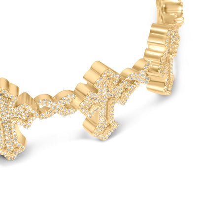 10k Yellow Gold Diamond Cross Bracelet 2.87 ctw