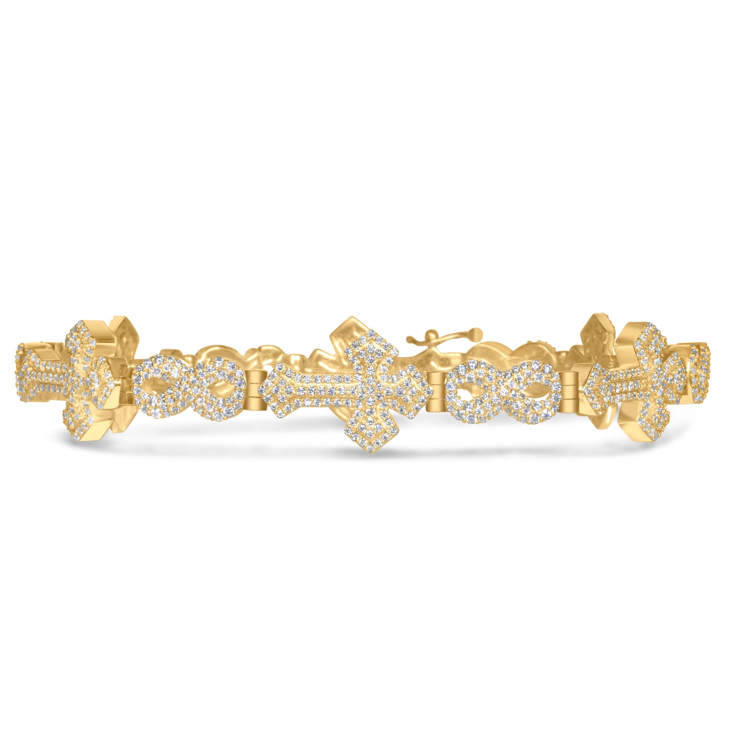 10k Yellow Gold Diamond Cross Bracelet 4.21 ctw