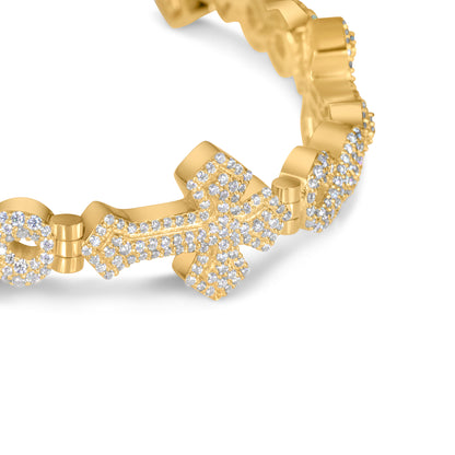 10k Yellow Gold Diamond Cross Bracelet 4.21 ctw