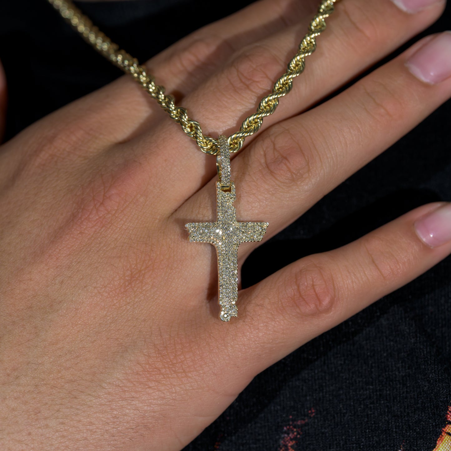 10k Yellow Gold Diamond Cross Pendant 0.64 ctw