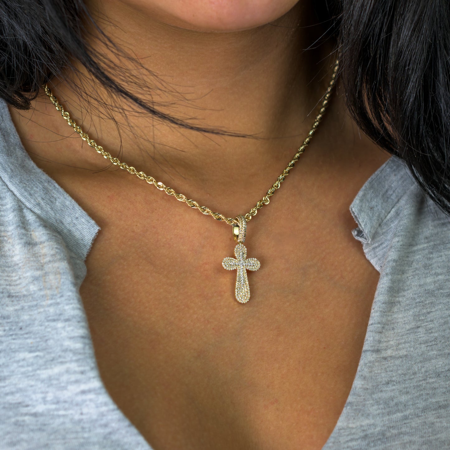 10k Yellow Gold Diamond Cross Pendant 0.72 ctw