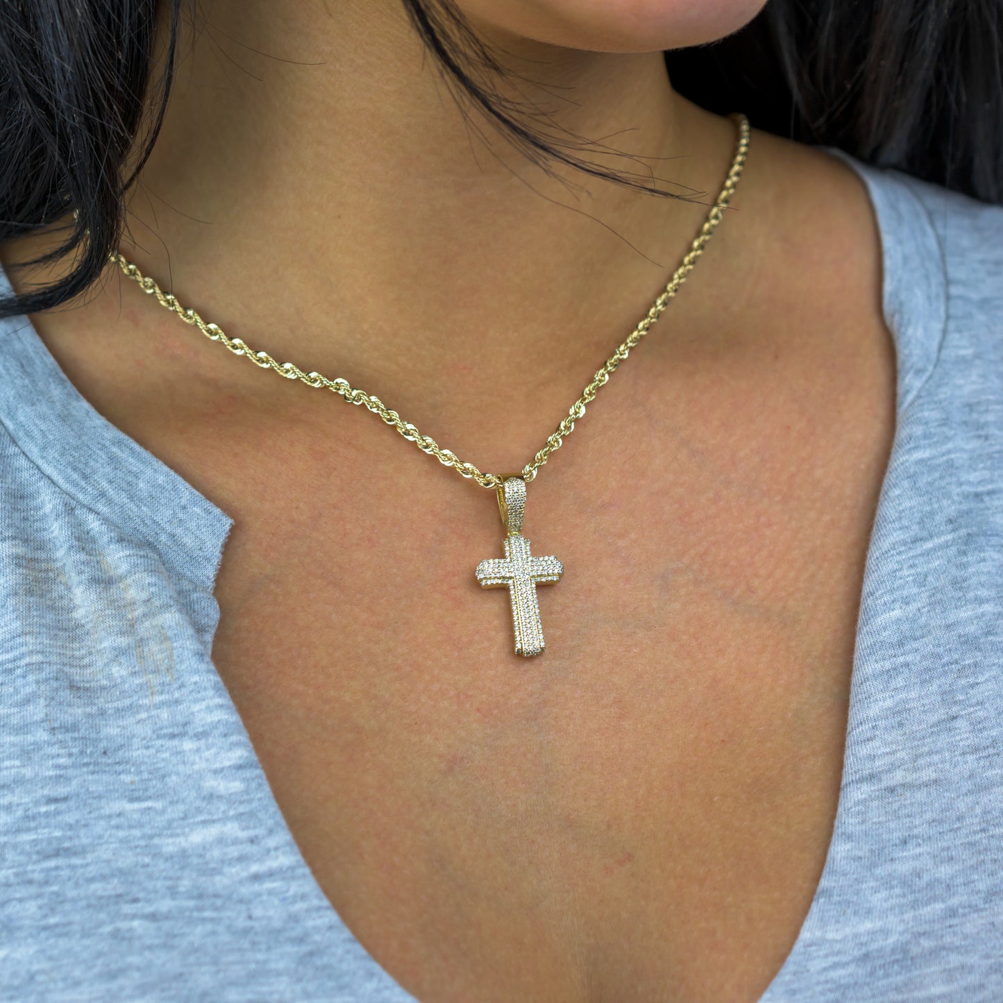 10k Yellow Gold Diamond Cross Pendant 0.76 ctw