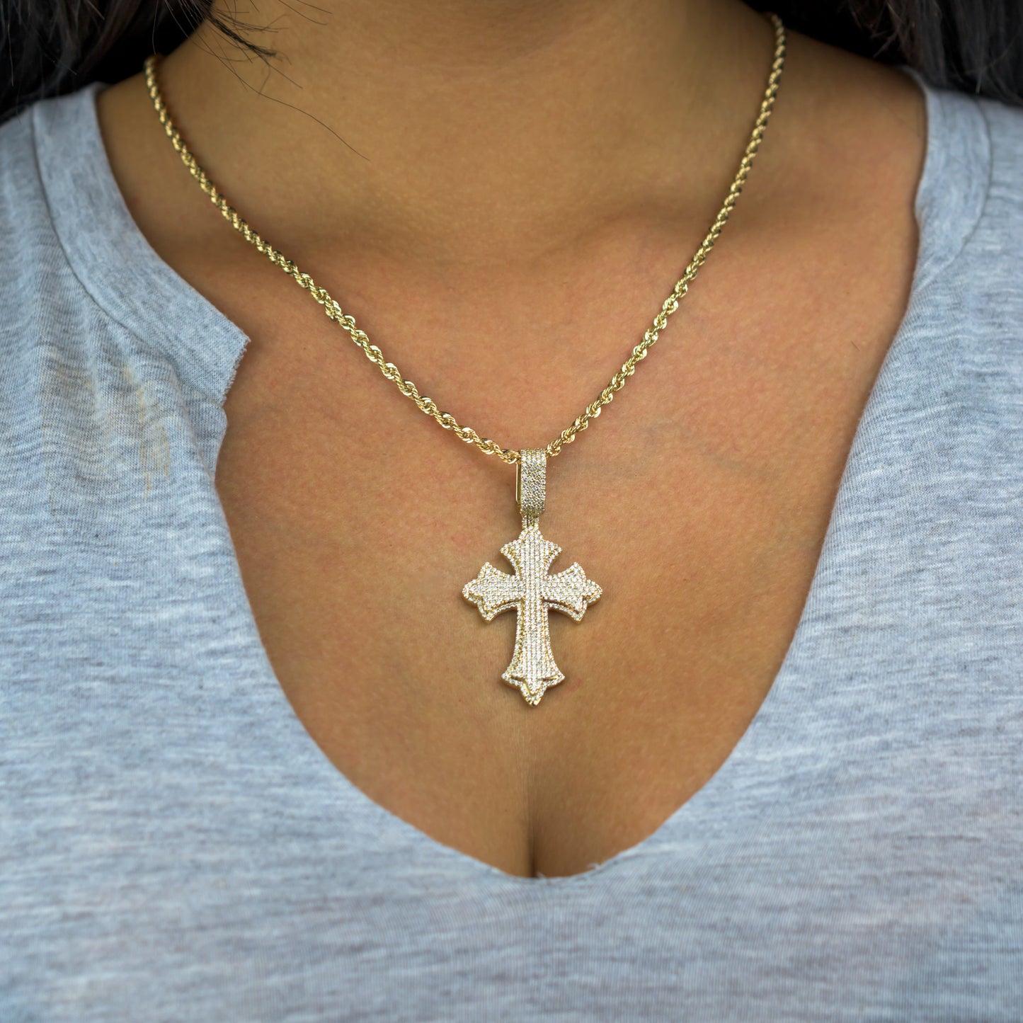 10k Yellow Gold Diamond Cross Pendant 1.69 ctw