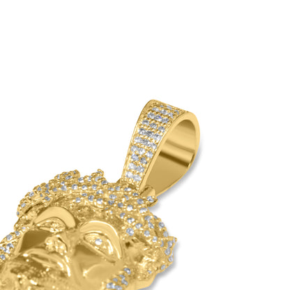 10k Yellow Gold Diamond Jesus Head Pendant 0.42 ctw