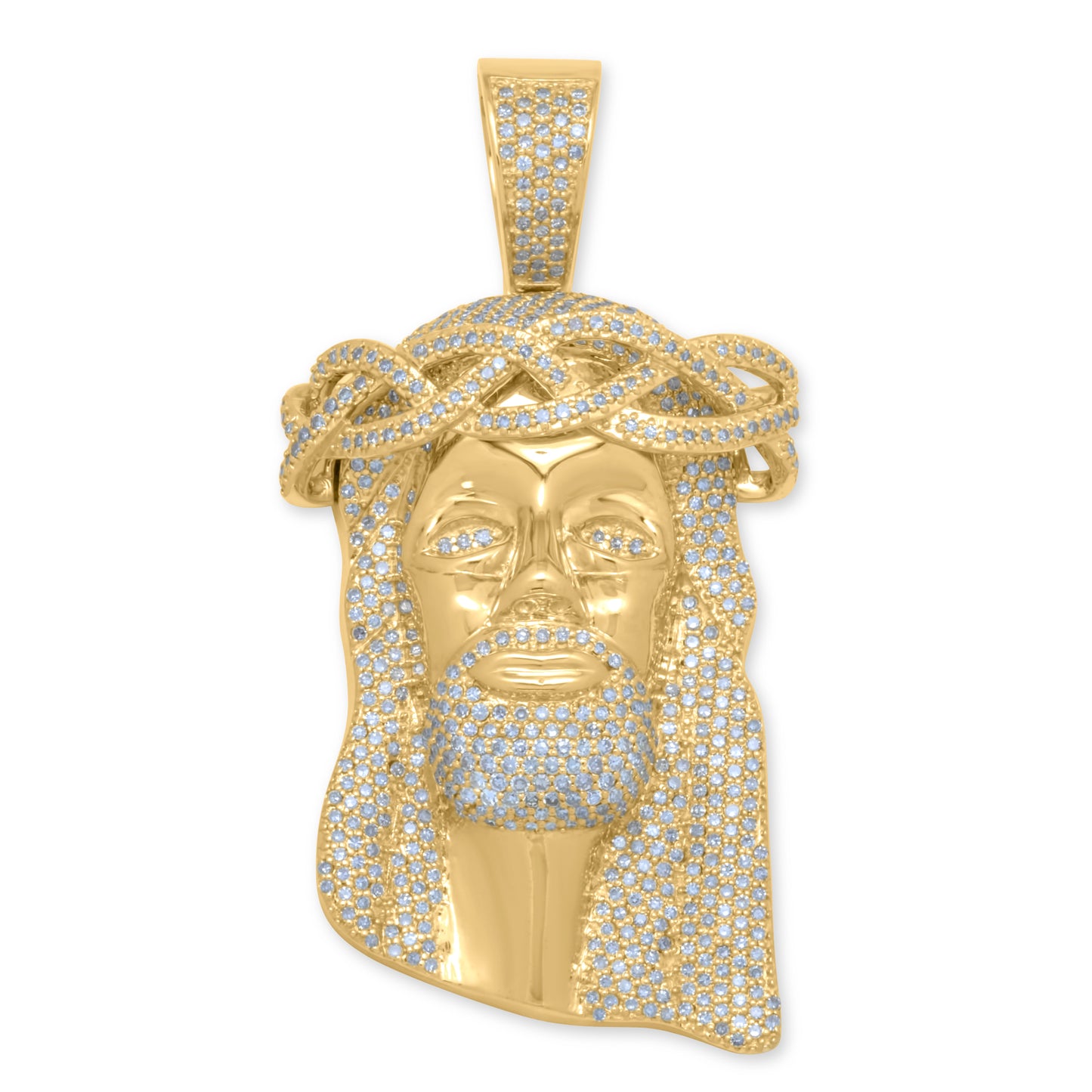 10k Yellow Gold Diamond Jesus Head Pendant 2.39 ctw