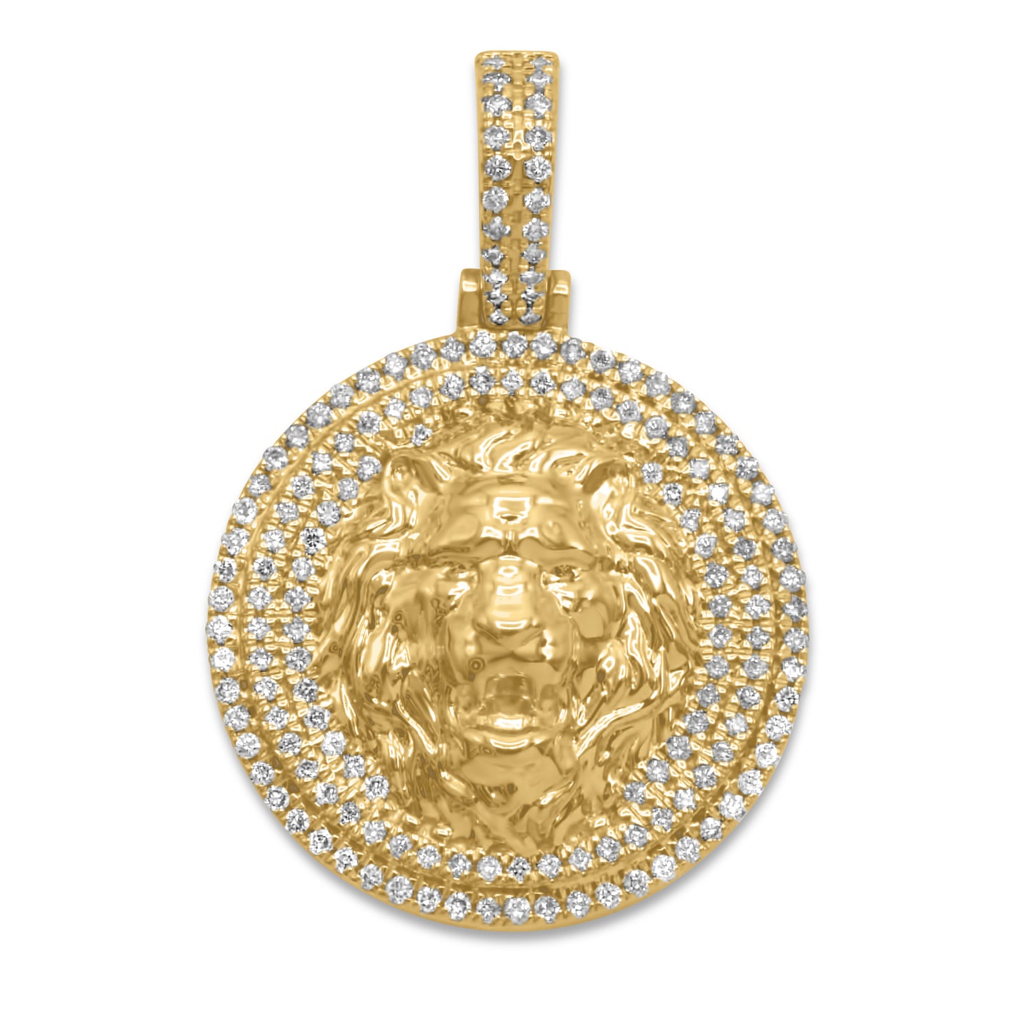 10k Yellow Gold Diamond Lion Head Pendant 1.59 ctw