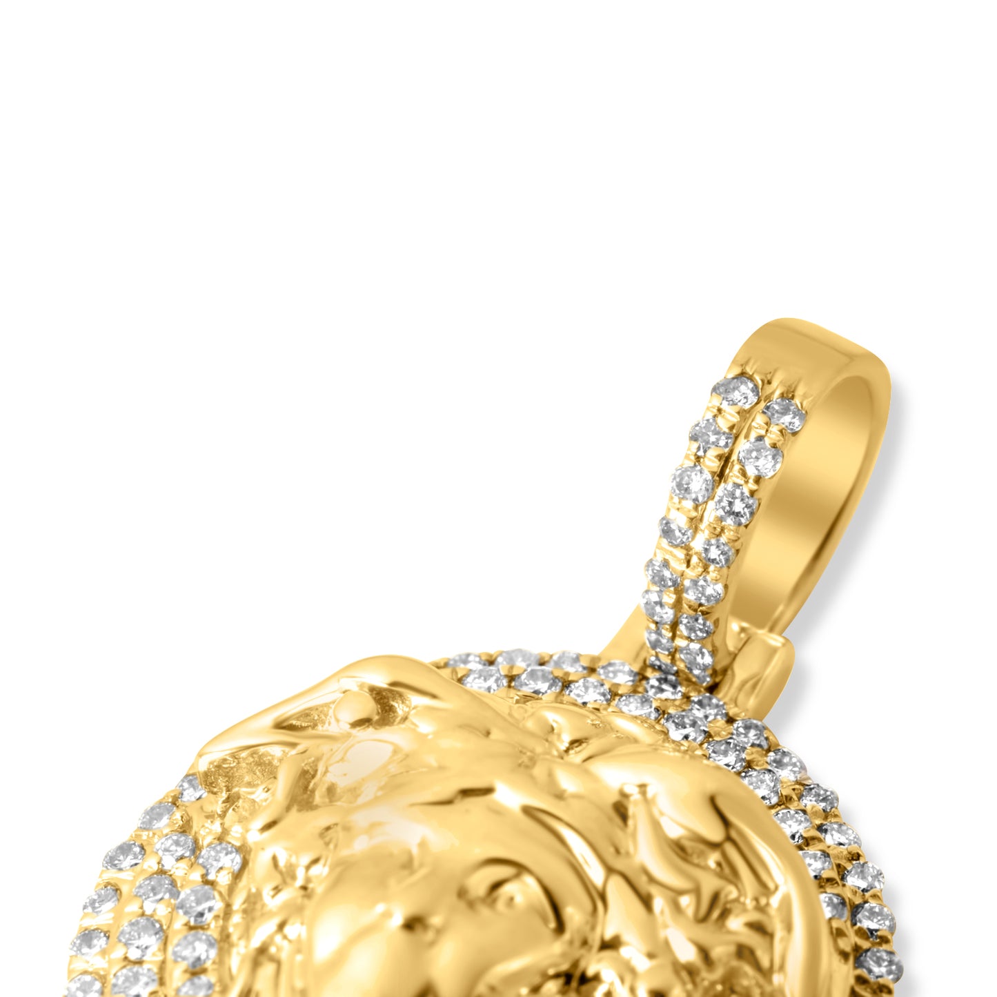 10k Yellow Gold Diamond Medusa Head Pendant 1.00 ctw