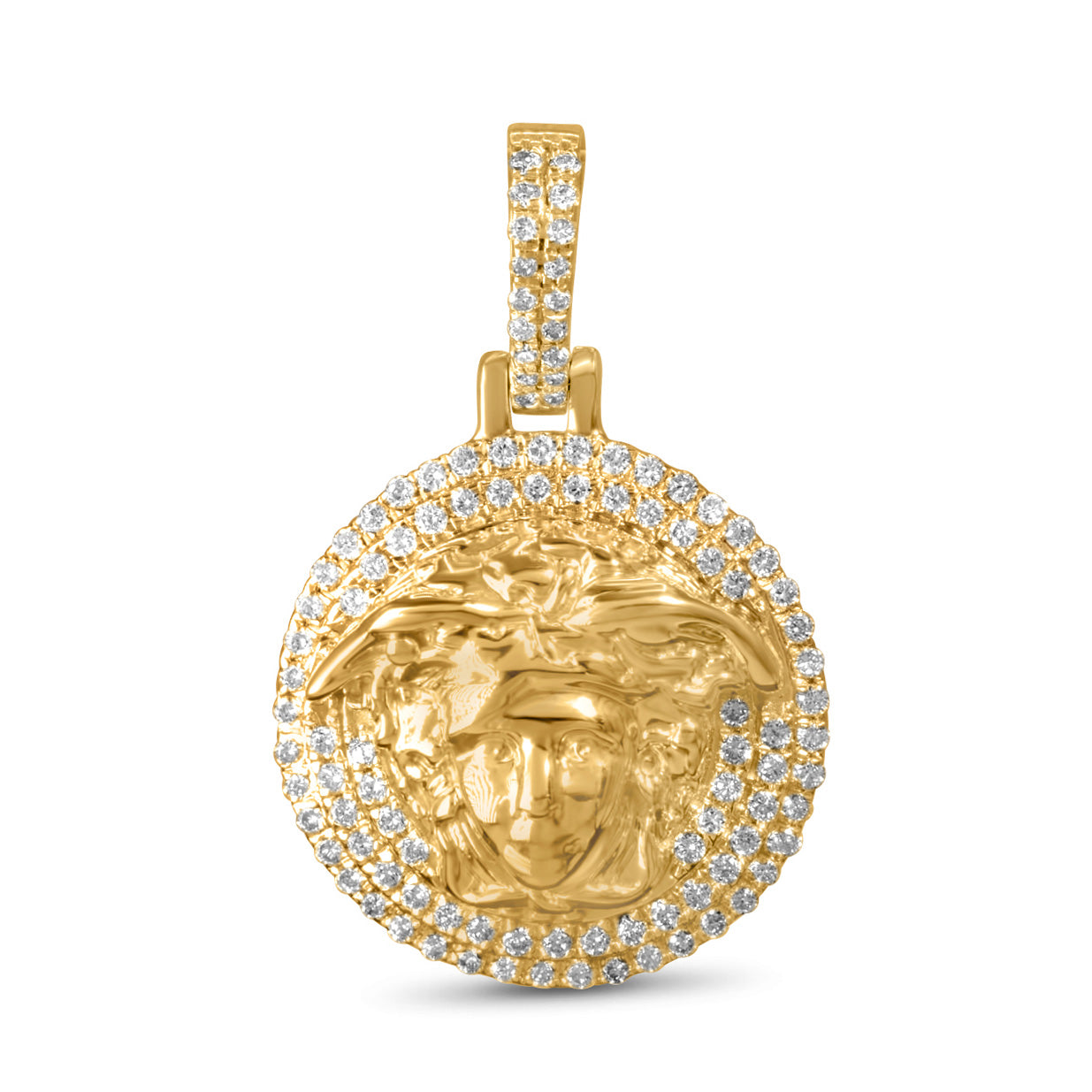 10k Yellow Gold Diamond Medusa Head Pendant 1.00 ctw