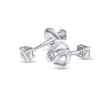 14k 10pt White Gold Round Stud Earrings 0.20 ctw