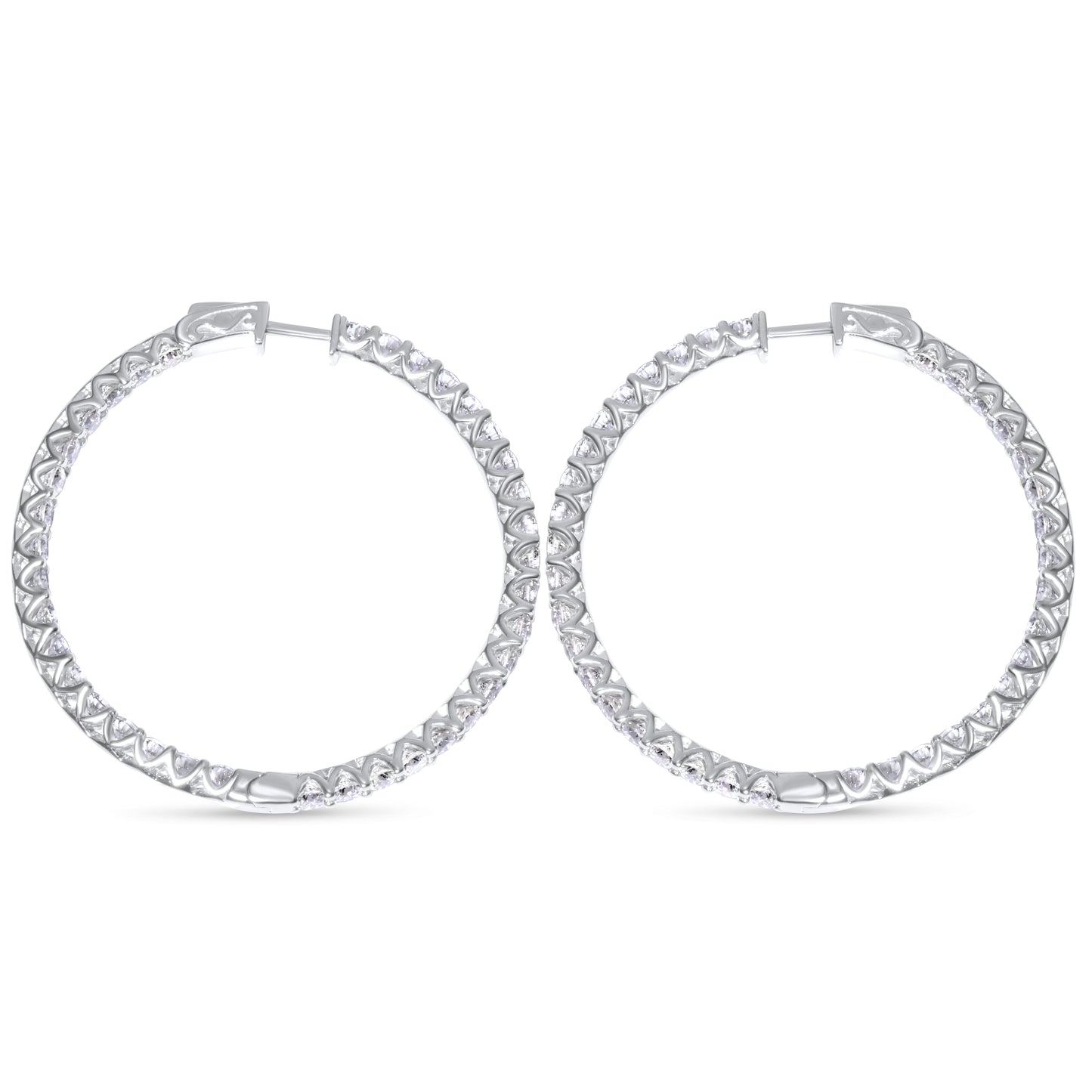 14k 15pt White Gold Round Hoop Earrings 10.99 ctw