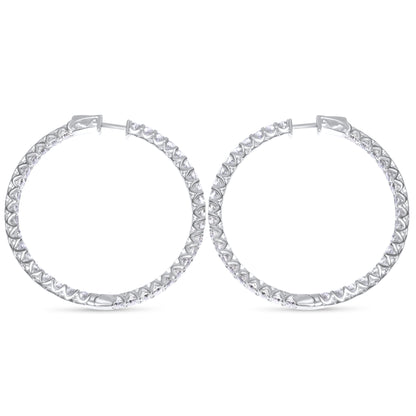 14k 15pt White Gold Round Hoop Earrings 10.99 ctw