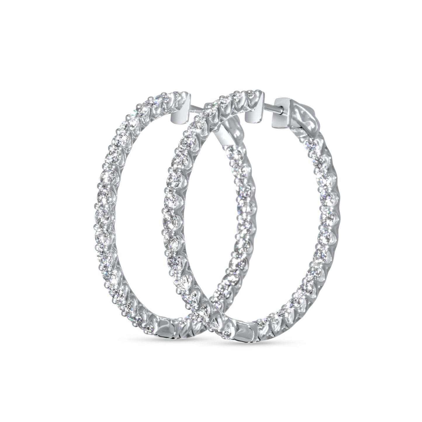 14k 15pt White Gold Round Hoop Earrings 7.99 ctw