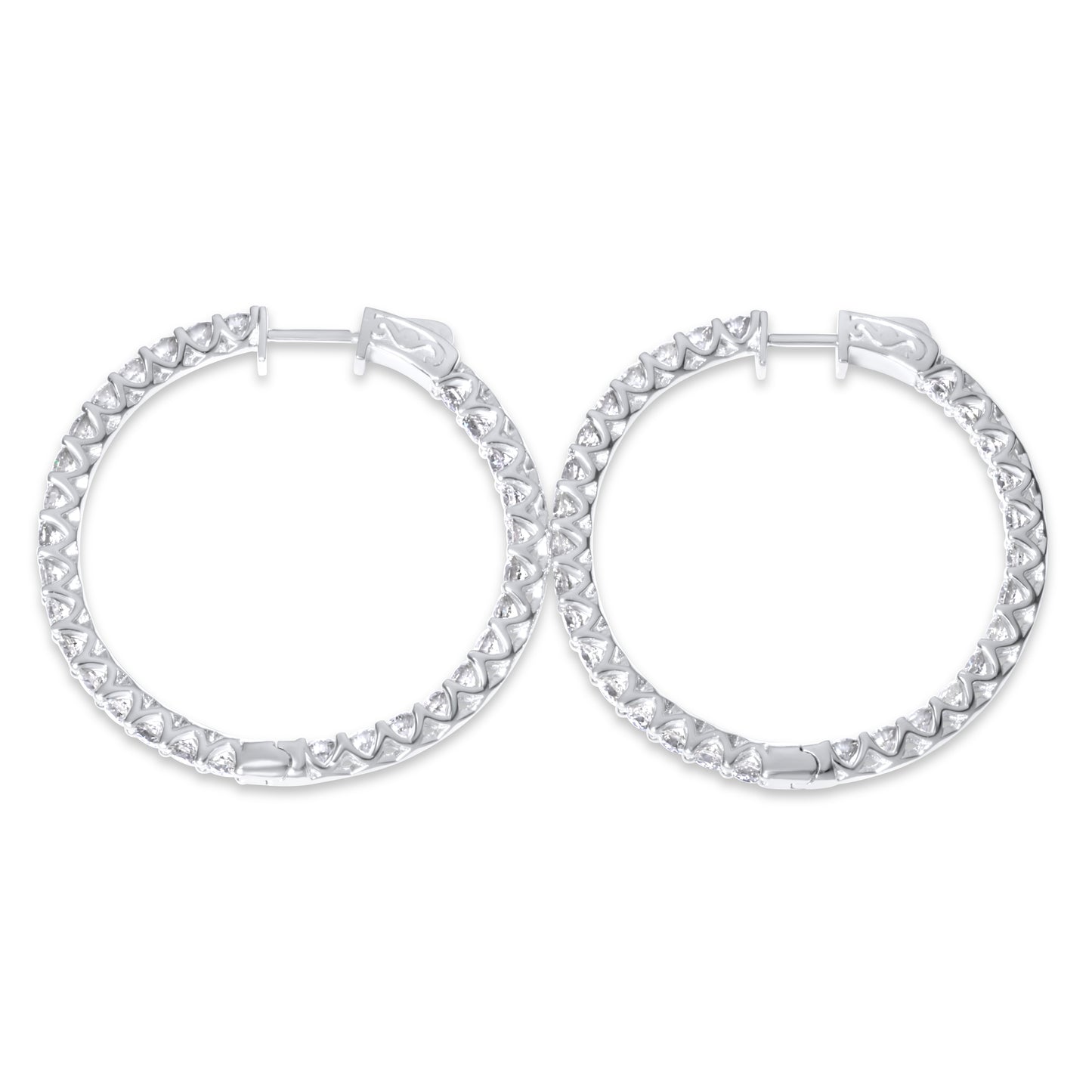 14k 15pt White Gold Round Hoop Earrings 7.99 ctw