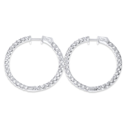 14k 15pt White Gold Round Hoop Earrings 7.99 ctw