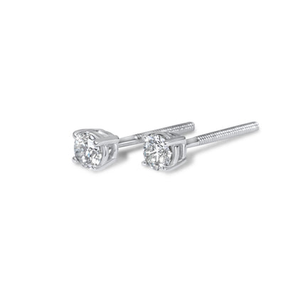 14k 15pt White Gold Round Stud Earrings 0.31 ctw