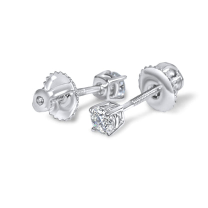 14k 15pt White Gold Round Stud Earrings 0.31 ctw