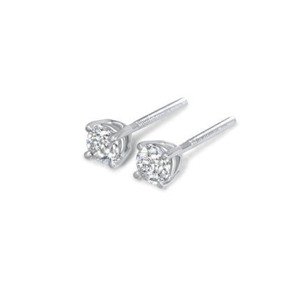 14k 20pt White Gold Round Stud Earrings 0.40 ctw