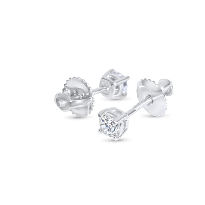 14k 20pt White Gold Round Stud Earrings 0.40 ctw