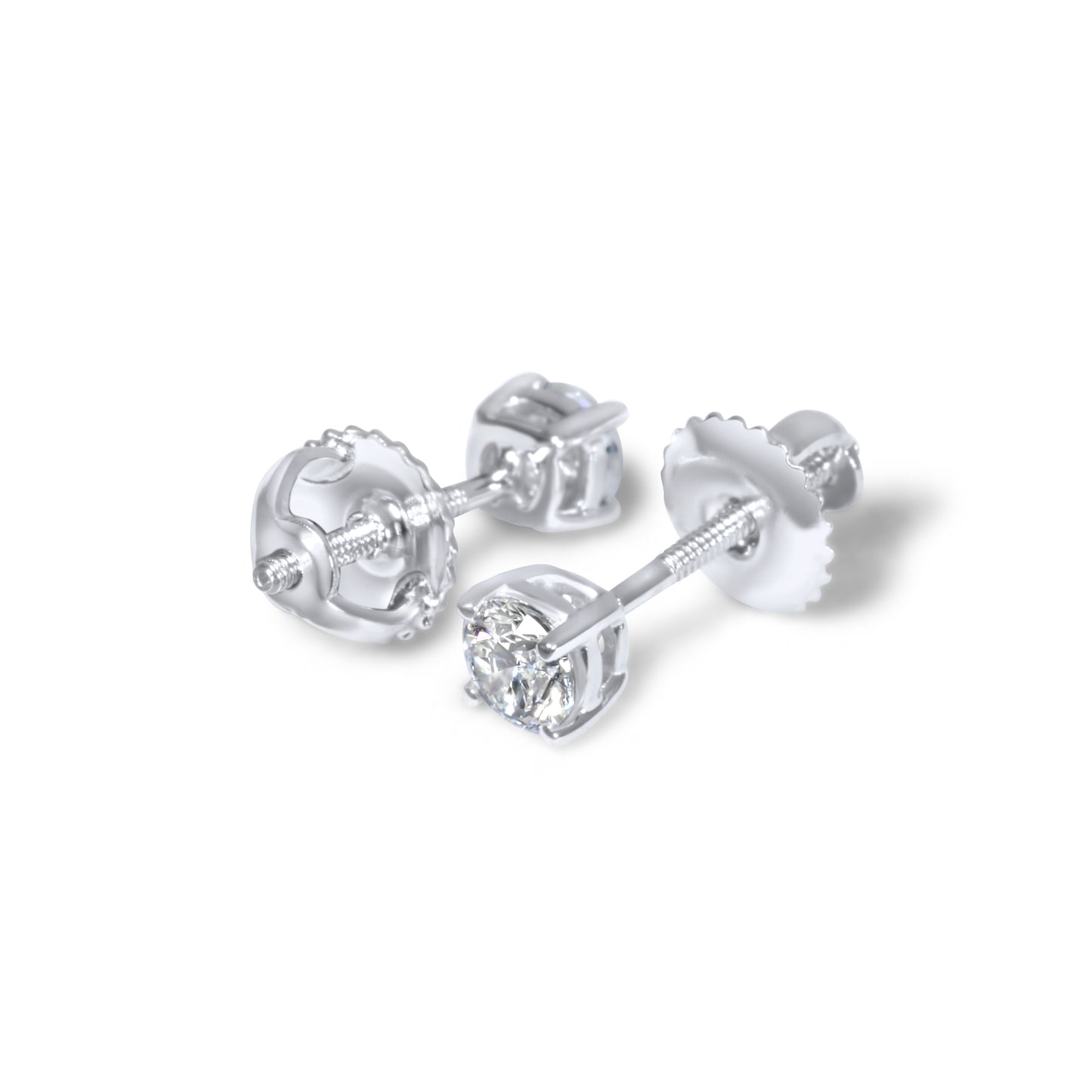 14k 25pt White Gold Round Stud Earrings 0.52 ctw