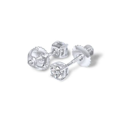 14k 25pt White Gold Round Stud Earrings 0.52 ctw