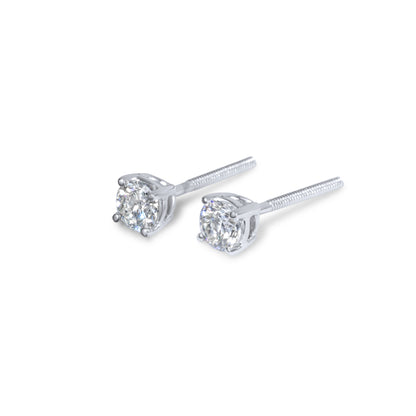 14k 25pt White Gold Round Stud Earrings 0.52 ctw