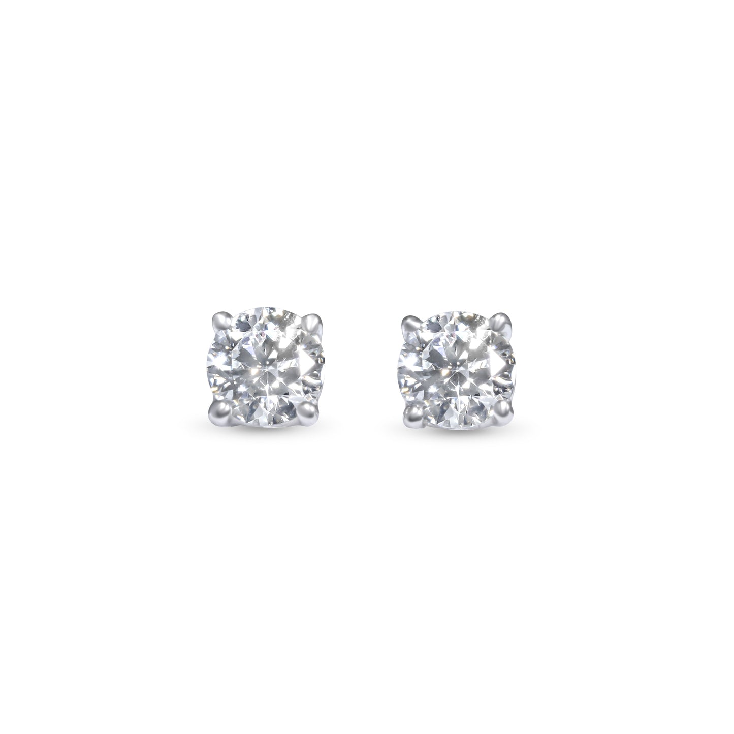 14k 25pt White Gold Round Stud Earrings 0.52 ctw