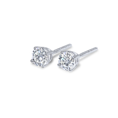 14k 35pt White Gold Round Stud Earrings 0.74 ctw