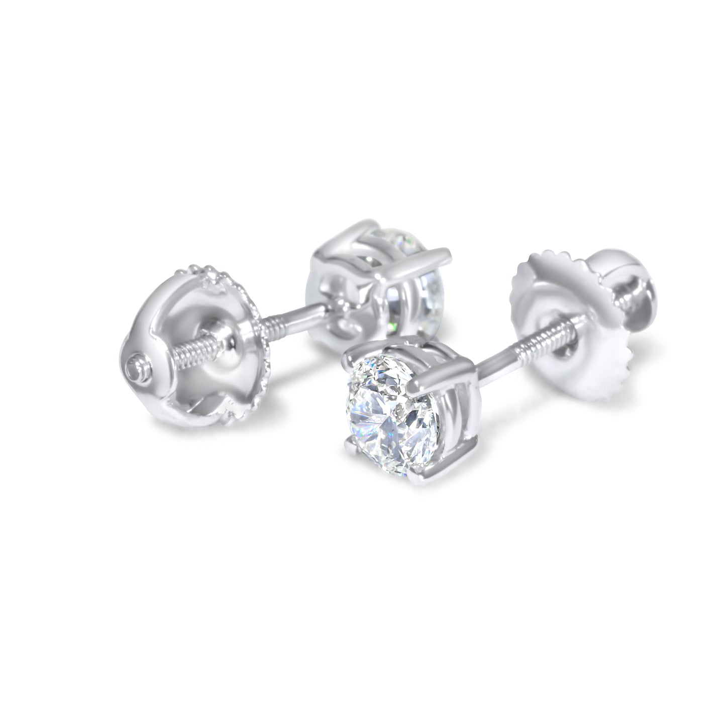 14k 40pt White Gold Round Stud Earrings 0.83 ctw