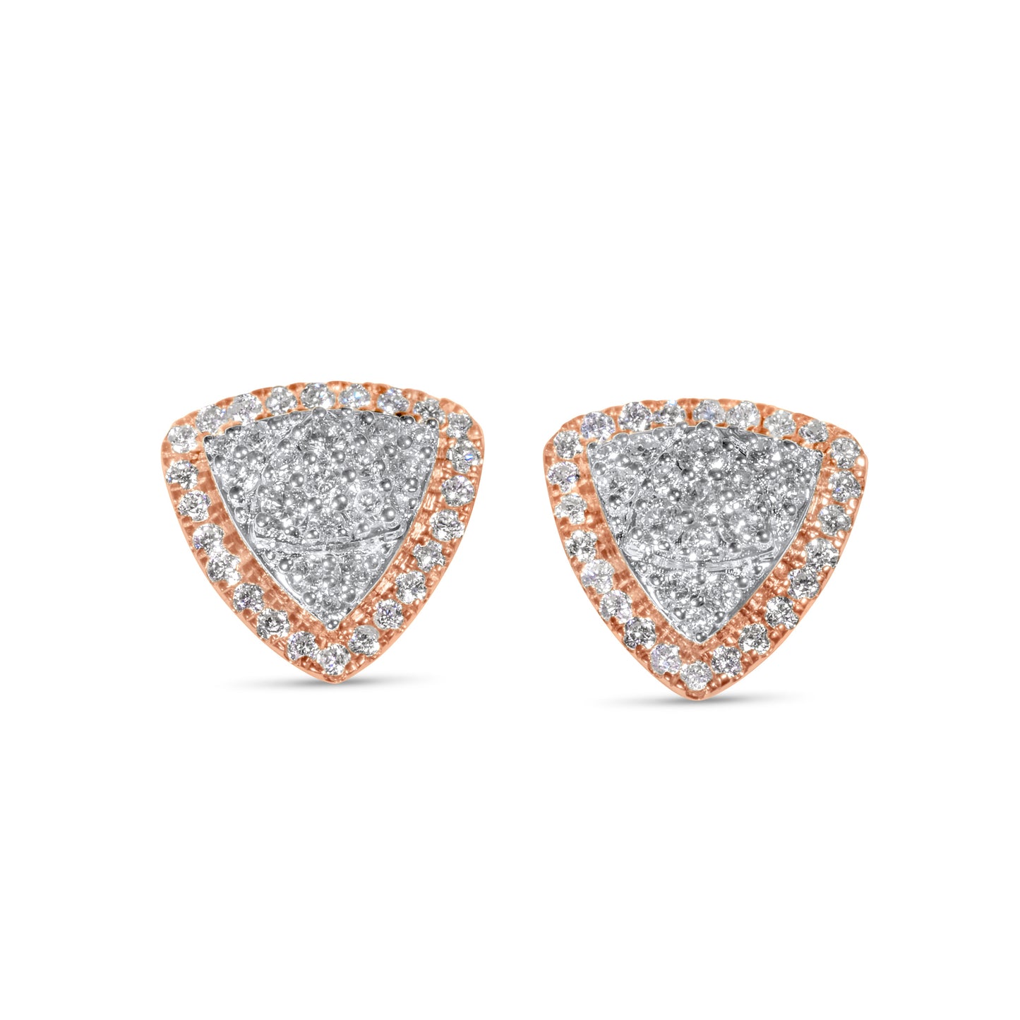 14k Rose Gold Diamond Triangle Shaped Earrings 0.47 ctw