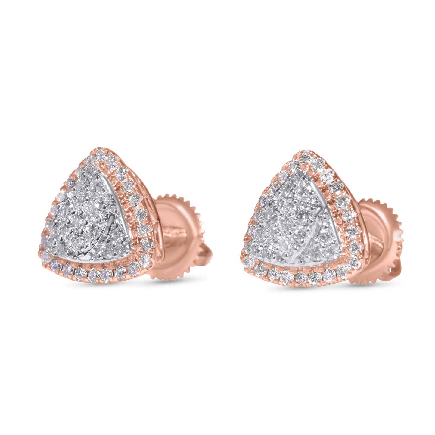 14k Rose Gold Diamond Triangle Shaped Earrings 0.47 ctw