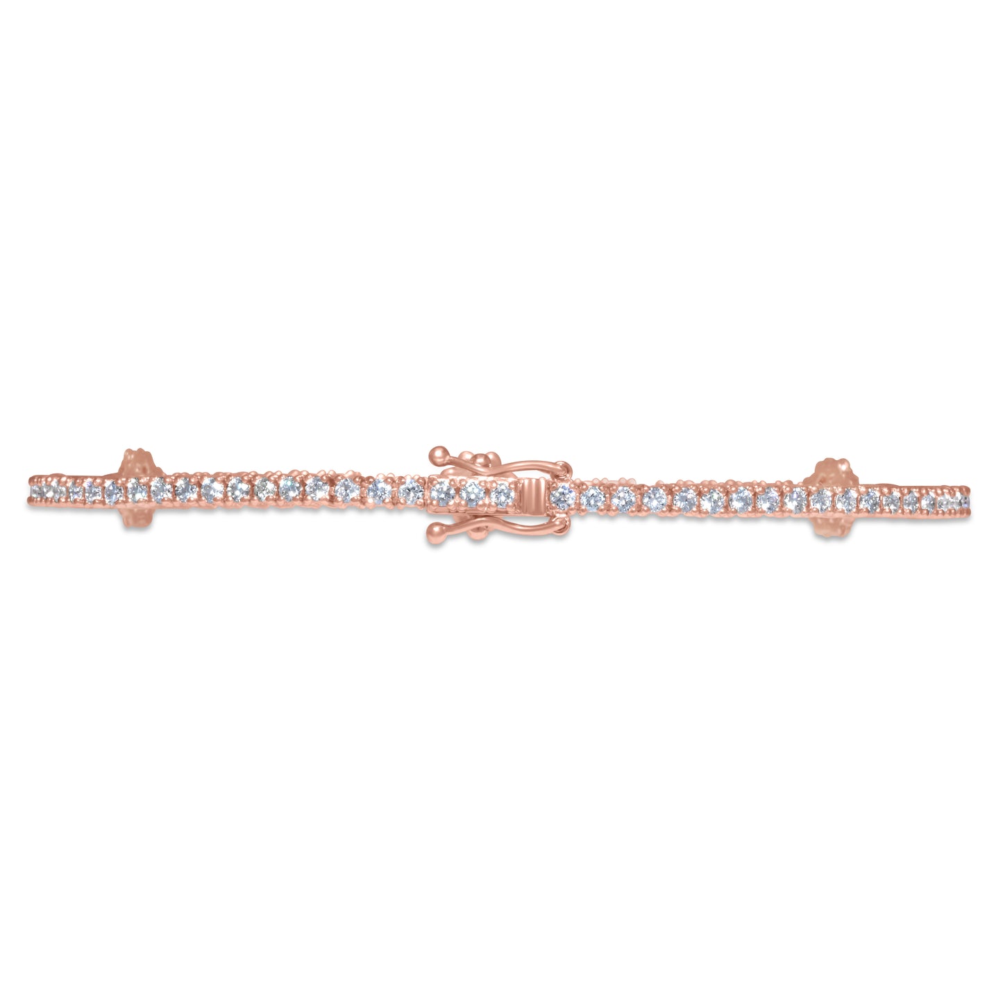 14k Rose Gold Tennis Flower Cluster Bracelet 2.85 ctw