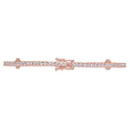 14k Rose Gold Tennis Flower Cluster Bracelet 2.85 ctw