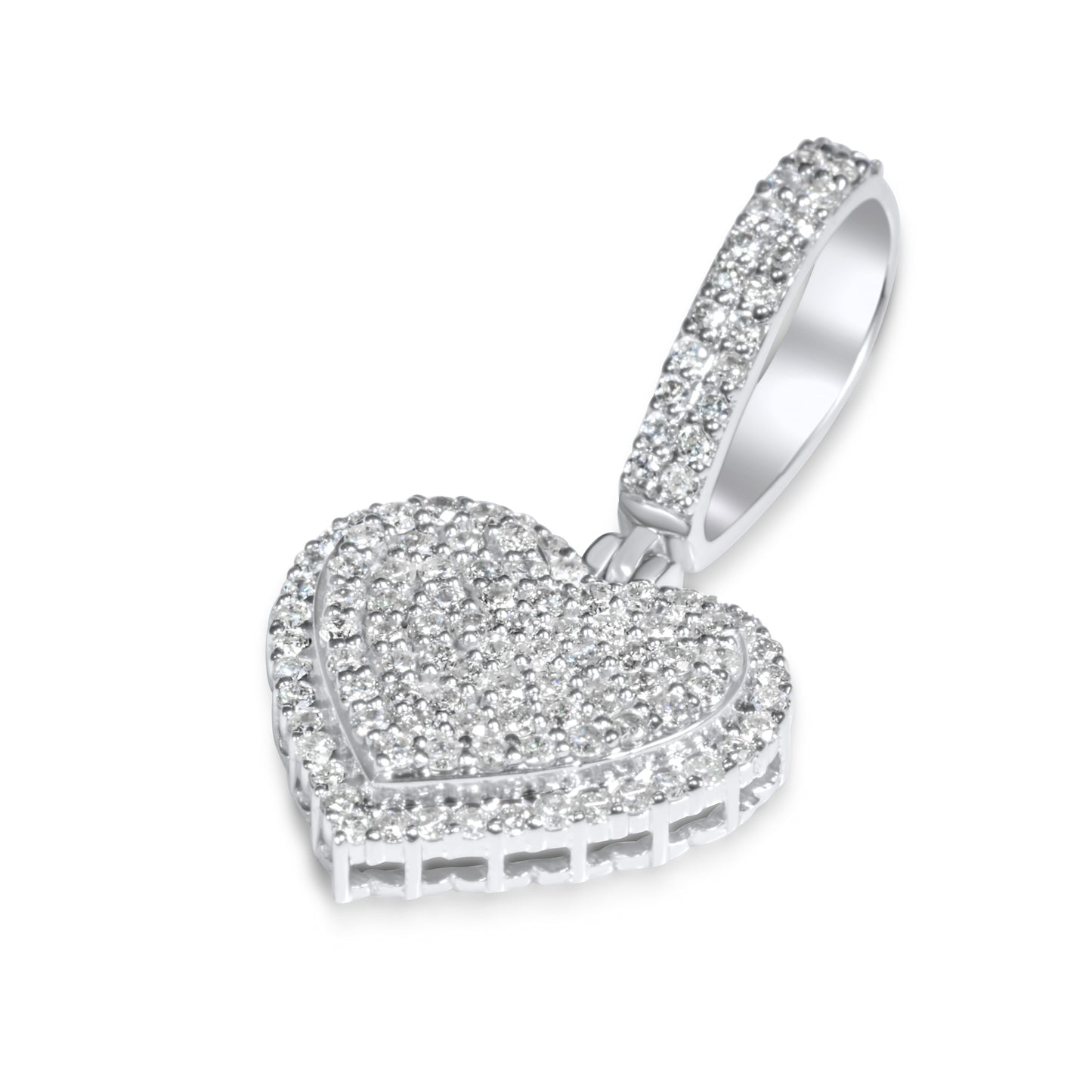 14k White Gold Diamond Heart Pendant 0.48 CTW