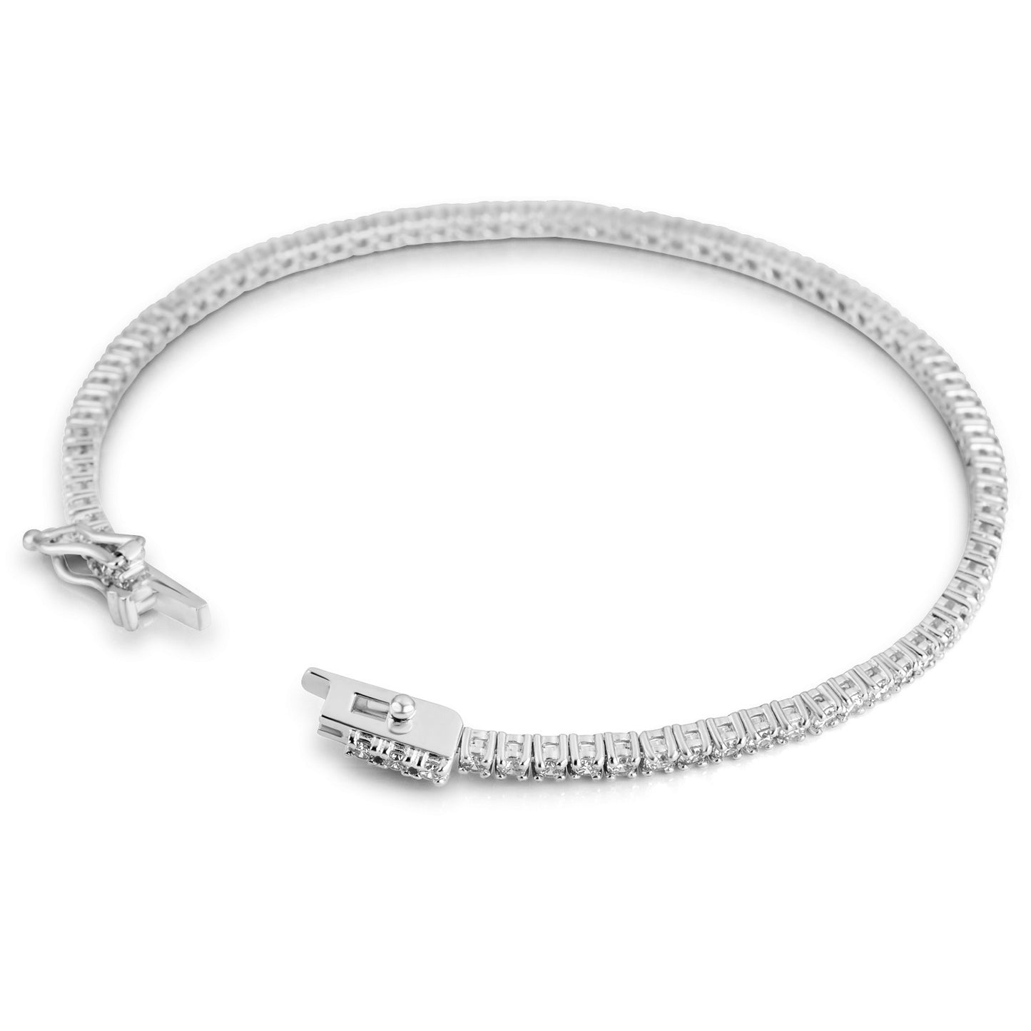 14k White Gold Diamond Tennis Bracelet 1.70 ctw