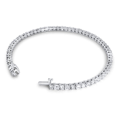 14k White Gold Round and Emerald Diamond Tennis Bracelet 4.64 ctw