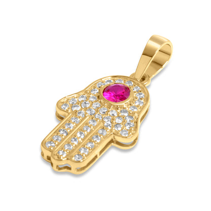 14k Yellow Gold Diamond Hamsa Pendant 0.35 CTW