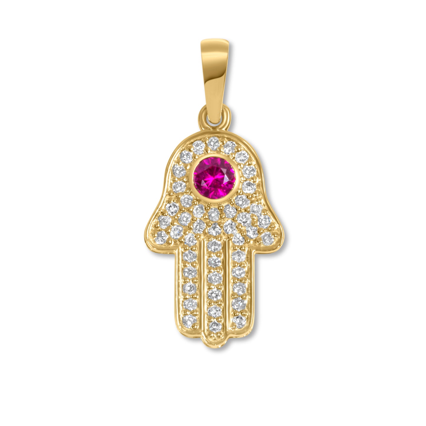 14k Yellow Gold Diamond Hamsa Pendant 0.35 CTW