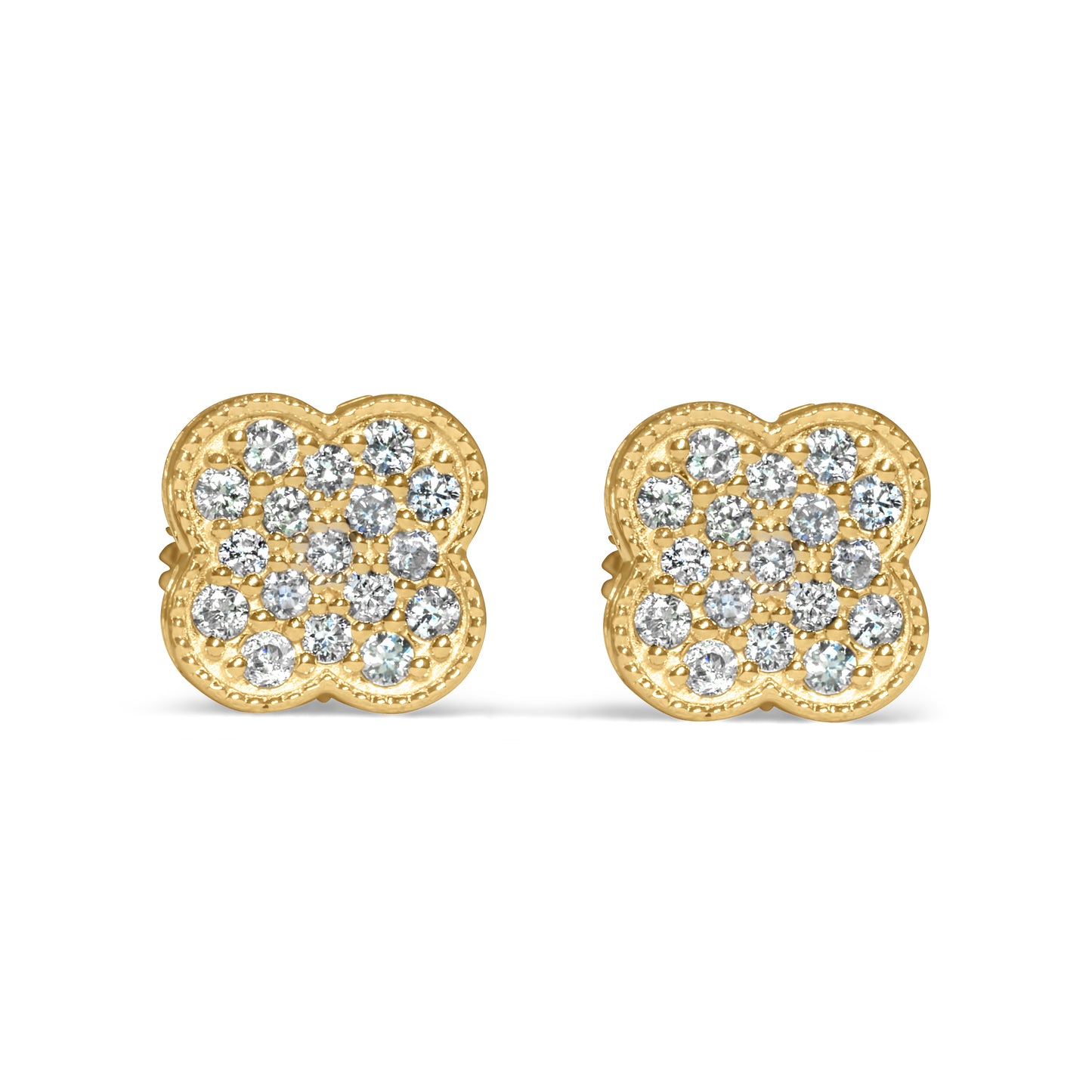 14k Yellow Gold Flower Diamond Earring 0.32 CTW