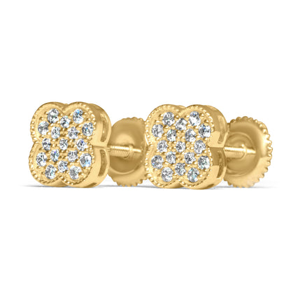 14k Yellow Gold Flower Diamond Earring 0.32 CTW