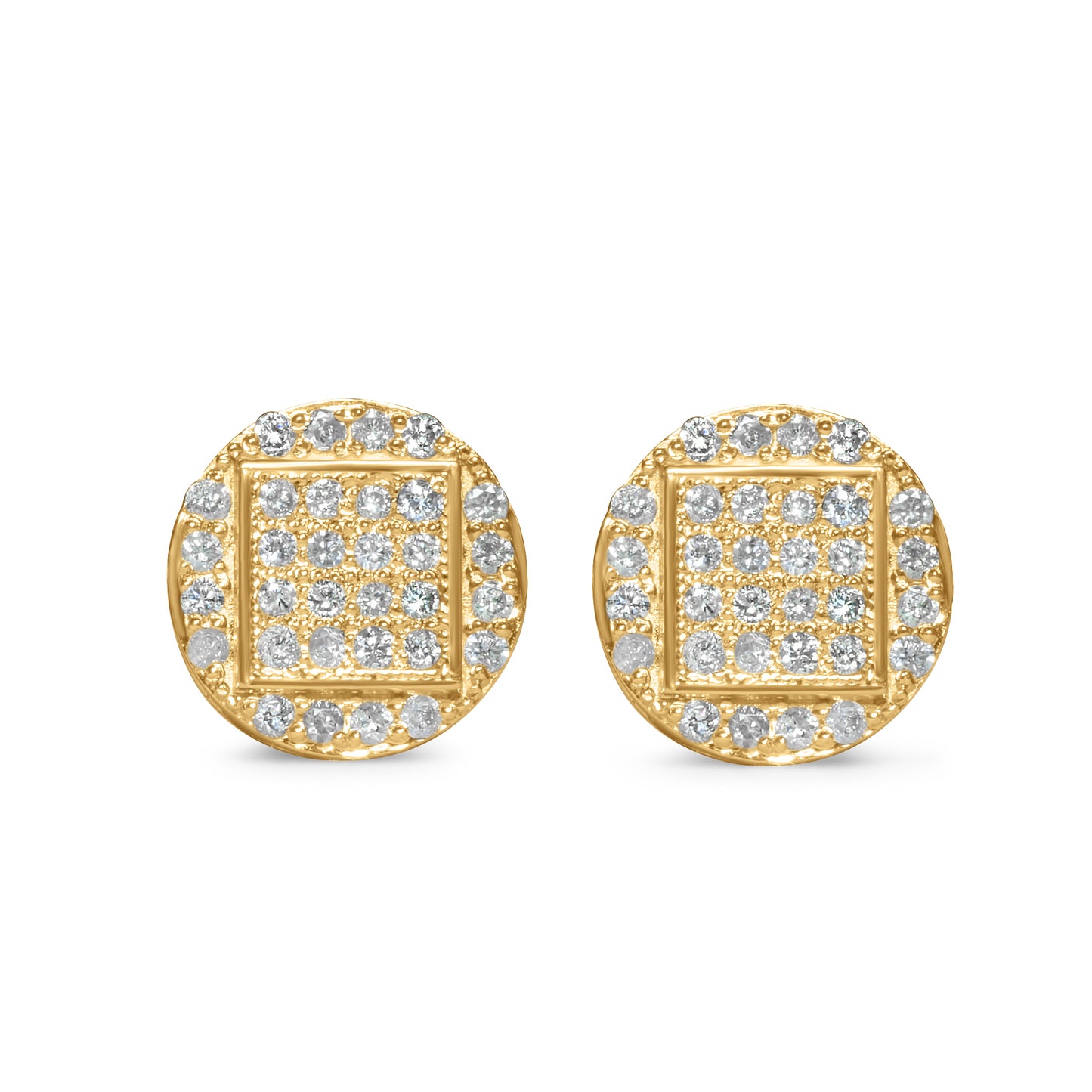 14k Yellow Gold Round Diamond Earring