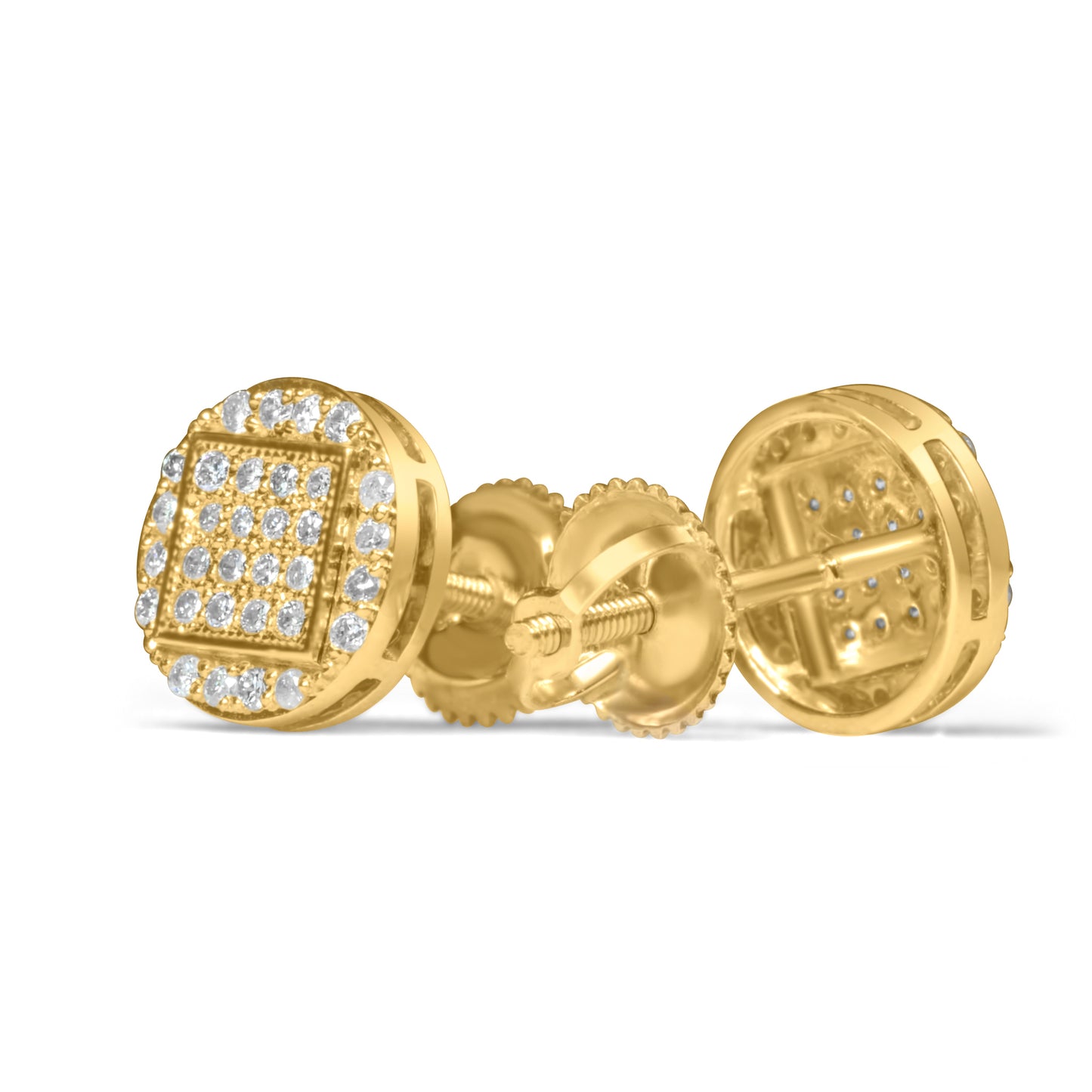 14k Yellow Gold Round Diamond Earring