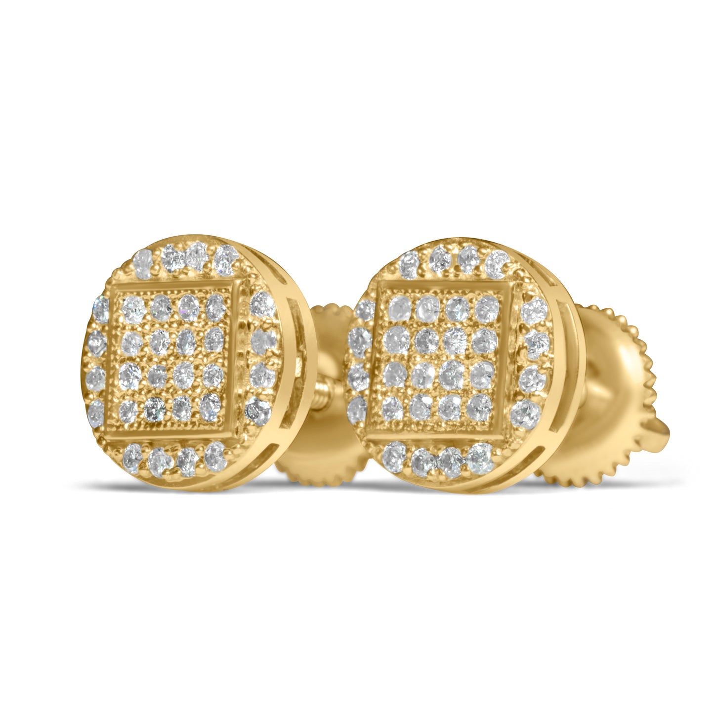 14k Yellow Gold Round Diamond Earring